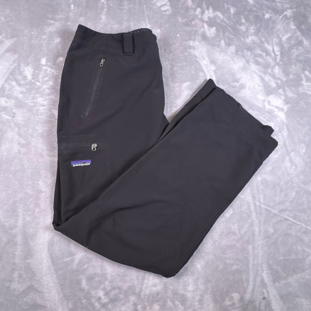 Patagonia Simple Guide Pants Women's L Black Hiking Straight Leg Zipper Pockets